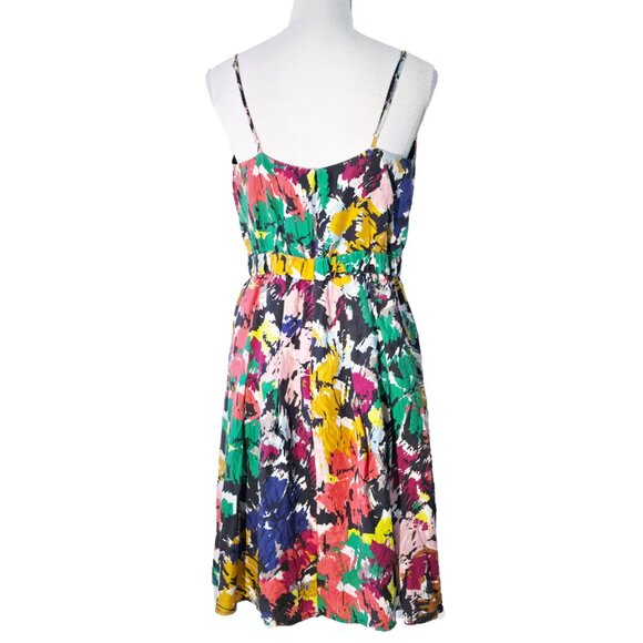J. Crew 100% Silk Brushstroke Watercolor Abstract Jackson Pollack Dress - Picture 3 of 6